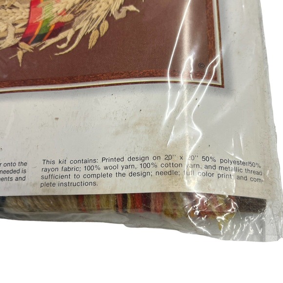 New 1978 Sunset Stitchery Natures Wreath Holiday Christmas Wall Hanging 16 x 16 - Picture 5 of 5